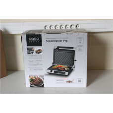 SALE OUT. Caso 02838 SteakMaster Pro Double Contact Grill with thermocontrol, 2000 W, Stainless Steel/Black , Caso Double Contact Grill with Thermocontrol , SteakMaster Pro , Contact grill , 2000 W , Stainless Steel/Black , UNPACKED, DAMAGED INNERT PACKAG