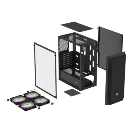 Fury PC Case , SHOBO SH8F ARGB , Midi Tower , Black