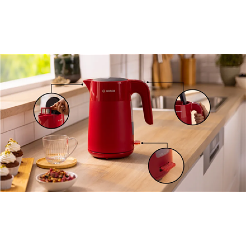 Bosch Kettle , TWK2M164 MyMoment , Electric , 2400 W , 1.7 L , Plastic , 360° rotational base , Red