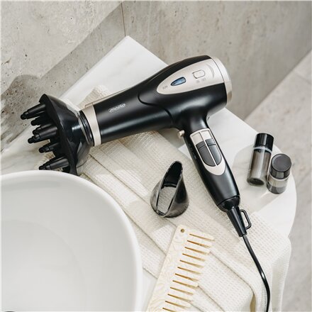 Mesko Hair Dryer , MS 2287 , 2200 W , Number of temperature settings 3 , Diffuser nozzle , Black/Champagne