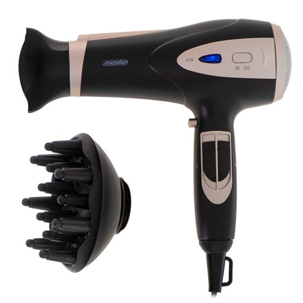 Mesko Hair Dryer , MS 2287 , 2200 W , Number of temperature settings 3 , Diffuser nozzle , Black/Champagne