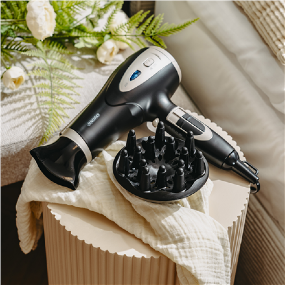 Mesko Hair Dryer , MS 2287 , 2200 W , Number of temperature settings 3 , Diffuser nozzle , Black/Champagne
