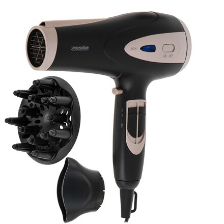 Mesko Hair Dryer , MS 2287 , 2200 W , Number of temperature settings 3 , Diffuser nozzle , Black/Champagne