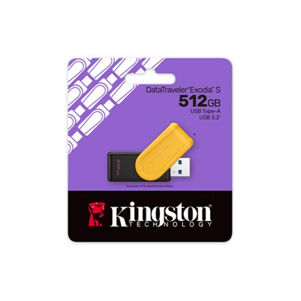 Kingston USB Flash Drive , DataTraveler Exodia S , 512 GB , USB Type-A , Black/Yellow