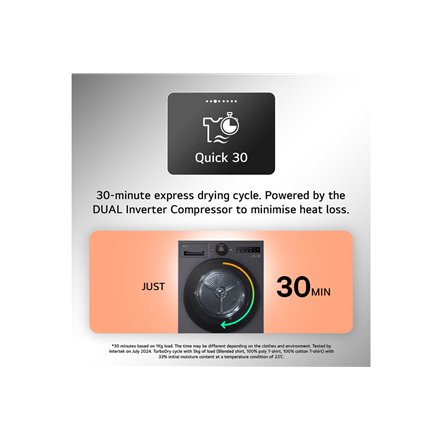 LG Dryer Machine , RHX7010TWB , Energy efficiency class C , Front loading , 10 kg , Heat Pump , LED , Depth 66 cm , Wi-Fi , White
