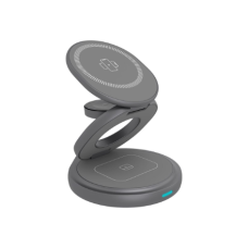 Raidsonic 3 in 1 foldable magnetic charging stand for mobile phone, earpods and smartwatch, Aluminium , Icy Box IB-SH101-CH
