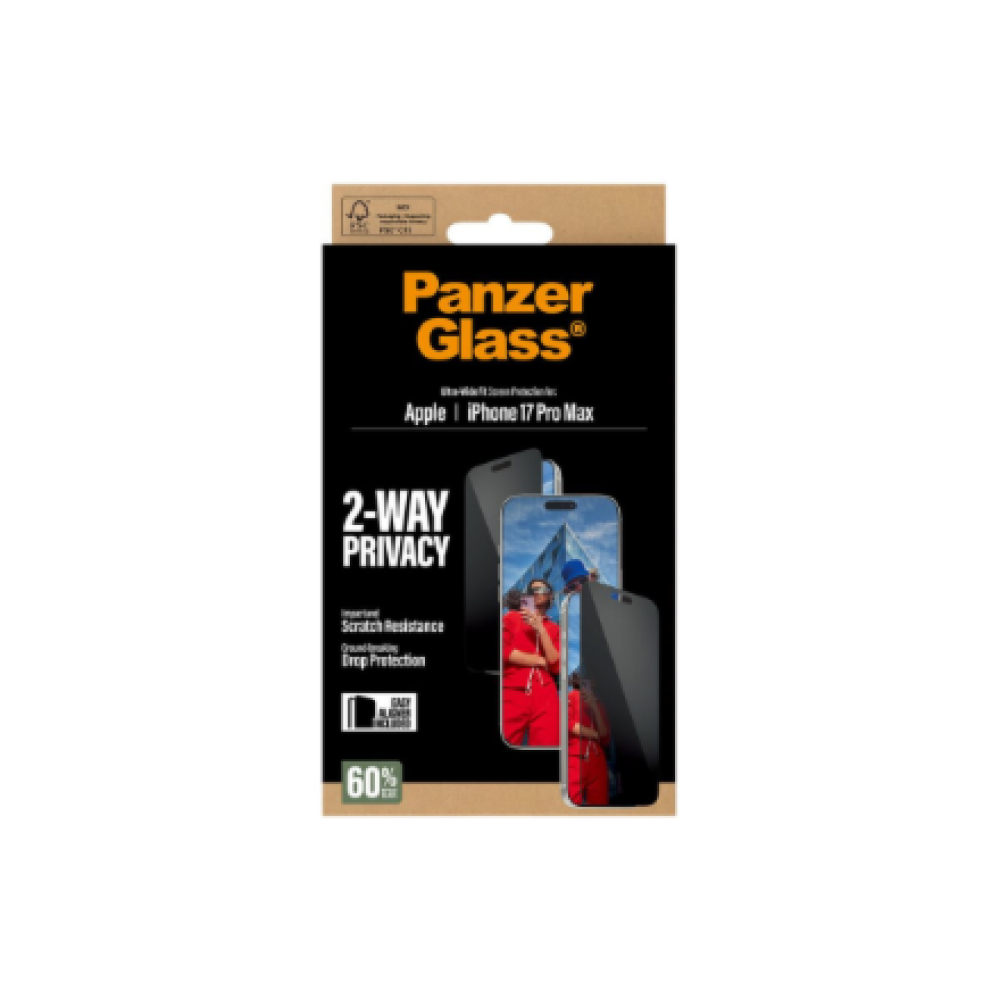 PanzerGlass Screen protector , Apple , iPhone 17 Pro Max , Glass , Transparent , Ultra-Wide Fit w. EasyAligner