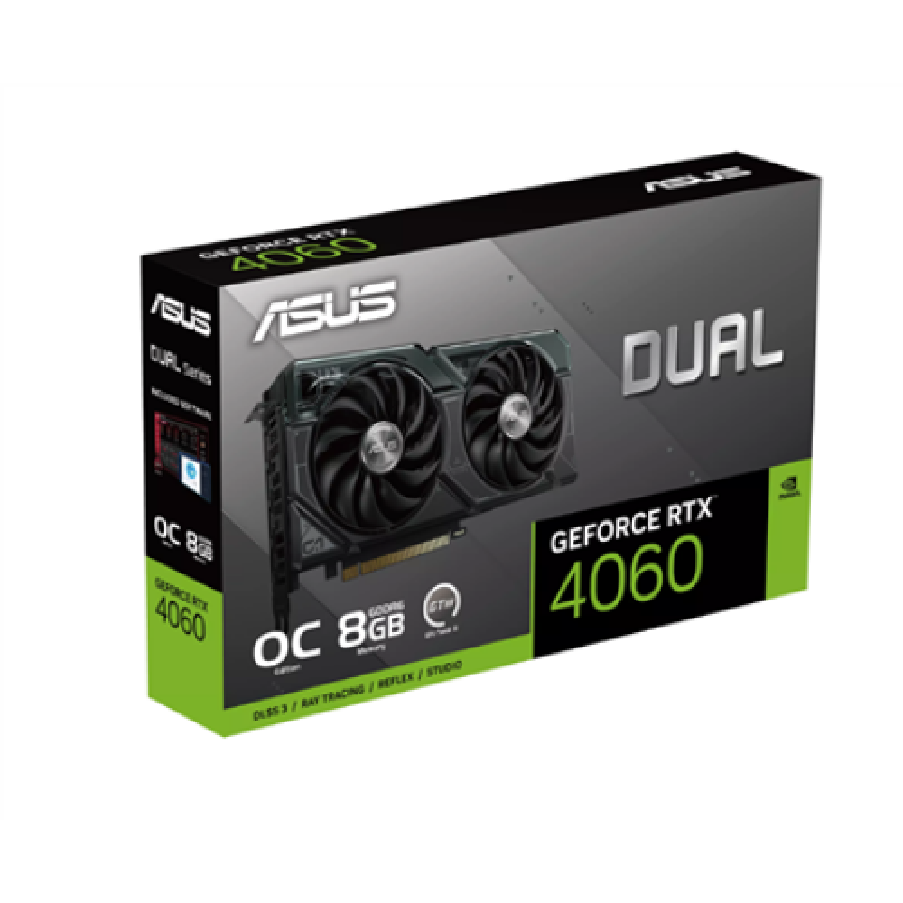 Asus DUAL-RTX4060-O8G NVIDIA 8 GB GeForce RTX 4060 GDDR6 HDMI ports quantity 1 PCI Express 4.0 Memory clock speed 17000 MHz