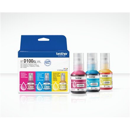 Brother BTD100CLVAL , Multipack Ink Bottles , Magenta, Cyan, Yellow
