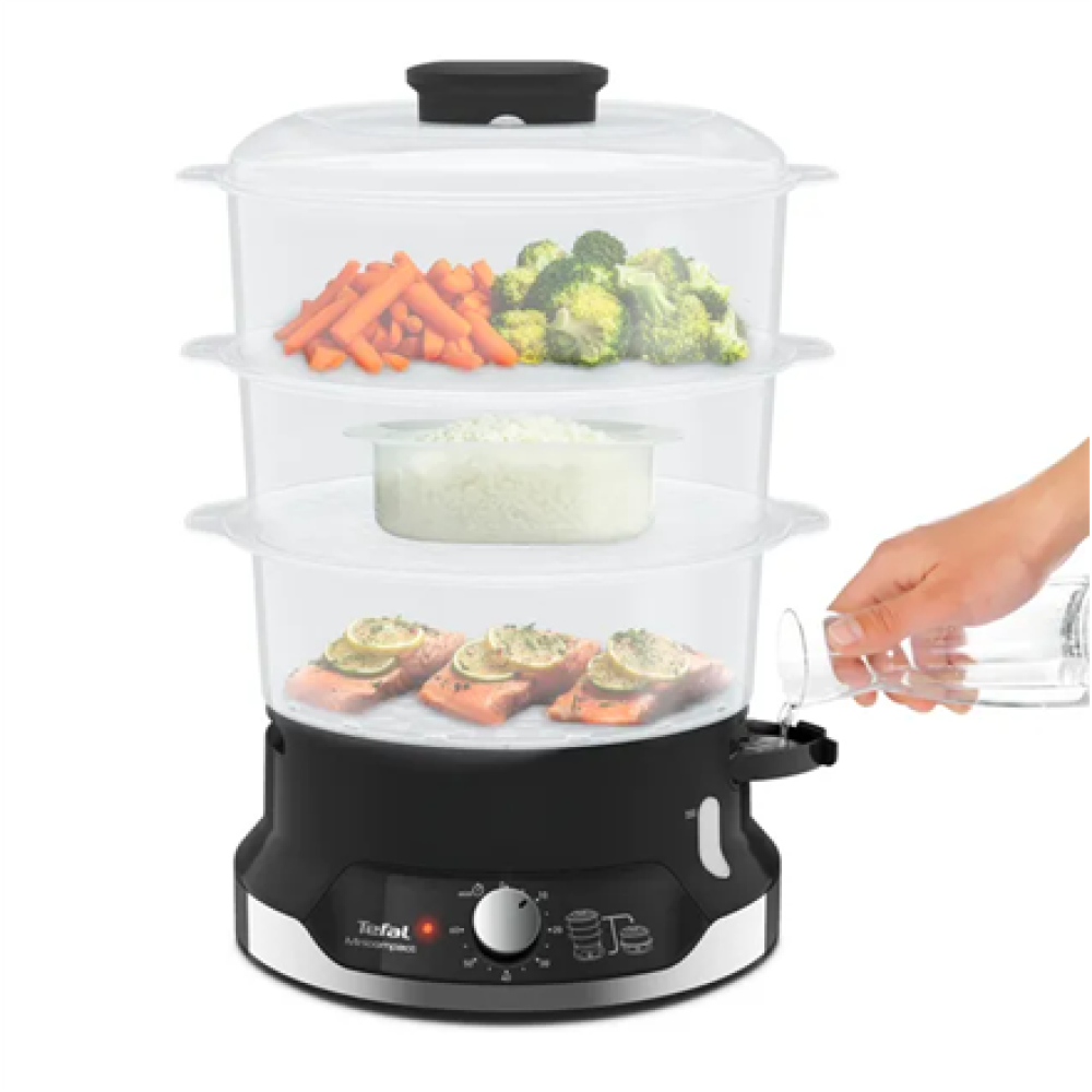 TEFAL Food Steamer VC204810 Ultracompact Black 800 W Capacity 9 L Number of baskets 3