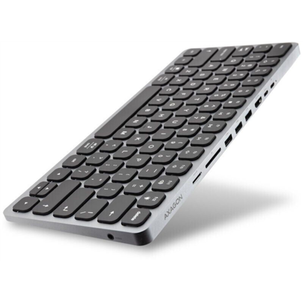 AXAGON HMC-KB keyboard USB-C 5Gbps with HUB, microSD/SD, 3x USB-A, HDMI 4K/60Hz, PD 100W