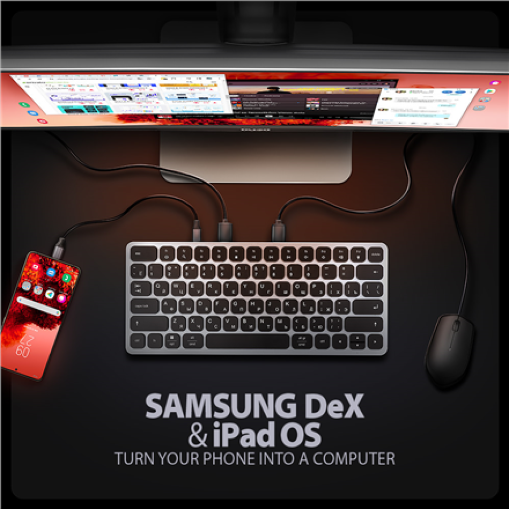 HMC-KB-CRL AXAGON HMC-KB keyboard USB-C 5Gbps with HUB, microSD/SD, 3x USB-A, HDMI 4K/60Hz, PD 100W , HMC-KB-CRL