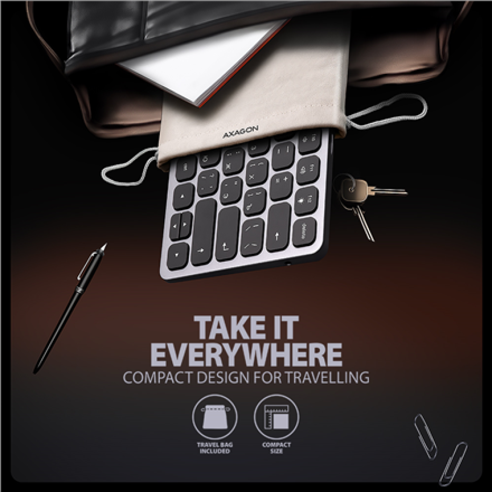 HMC-KB-CRL AXAGON HMC-KB keyboard USB-C 5Gbps with HUB, microSD/SD, 3x USB-A, HDMI 4K/60Hz, PD 100W , HMC-KB-CRL