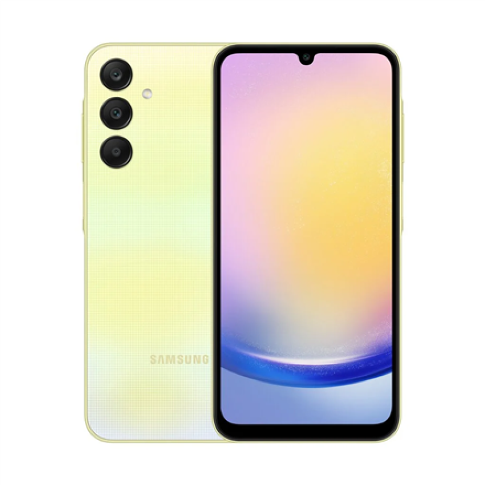 Samsung Galaxy , A25 (A256) , Yellow , 6.5 , Super AMOLED , 1080 x 2340 pixels , Exynos , Internal RAM 6 GB , 128 GB , Dual SIM , 5G , Main camera resolution 50+8+2 MP , Secondary camera resolution 13 MP , Android , 14 , 5000 mAh