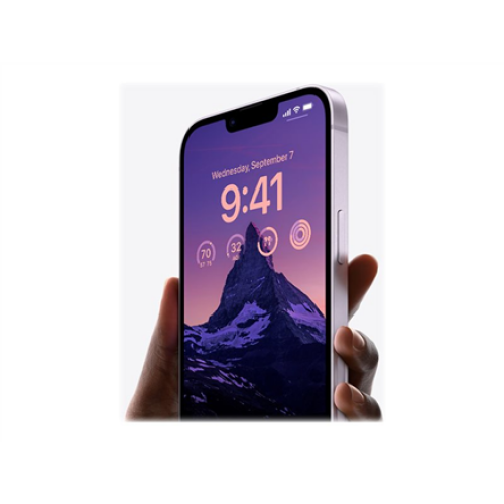 Apple , iPhone 14 , Purple , 6.1 , Super Retina XDR , 2532 x 1170 pixels , Apple , A15 Bionic , Internal RAM 6 GB , 256 GB , Dual SIM , Nano-SIM , 3G , 4G , 5G , Main camera 12+12 MP , Secondary camera 12 MP , iOS , 16 , 3279 mAh