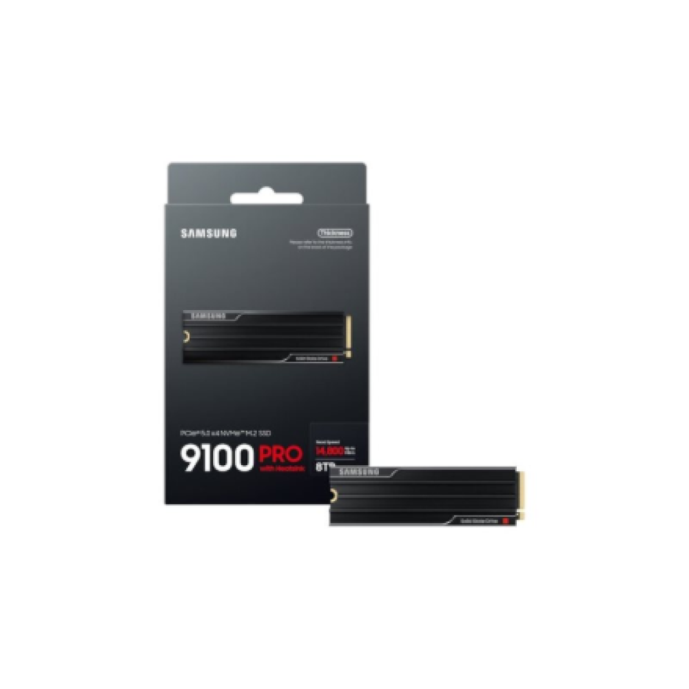 Samsung SSD , 9100 PRO With Heatsink , 8000 GB , SSD form factor M.2 2280 , Solid-state drive interface PCIe 5.0 x4, NVMe 2.0 , Read speed 14800 MB/s , Write speed 13400 MB/s