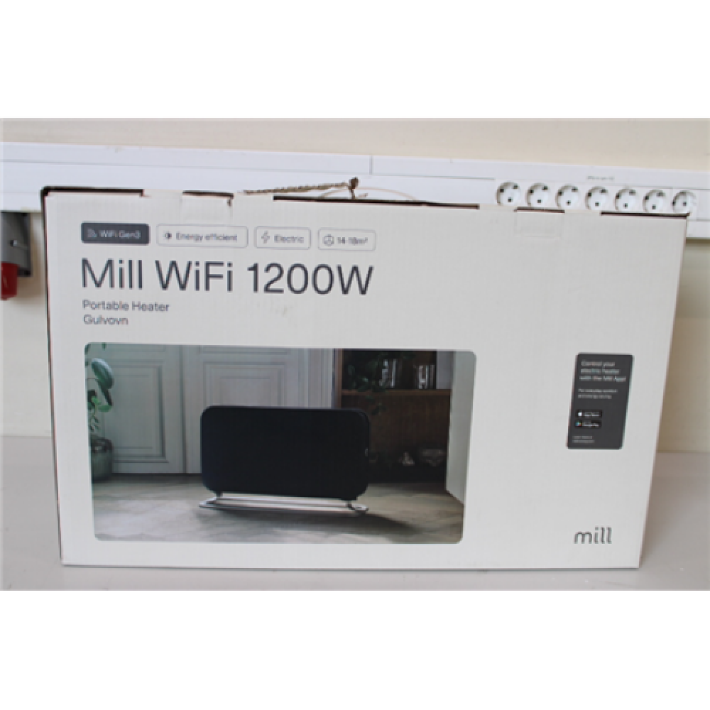 SALE OUT. Mill CO1200WIFI3BLACK GEN3 Convection Heater, 1200W, Steel fronts, LED display, Black Mill DAMAGED PACKAGING