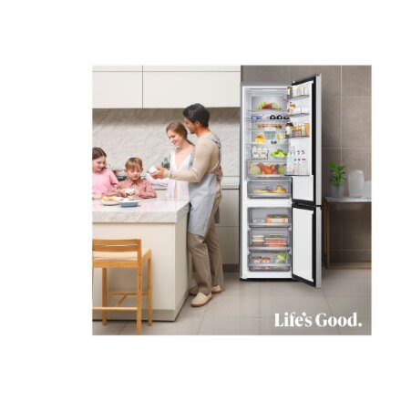 LG Refrigerator , GBBS716CMB , Energy efficiency class C , Free standing , Height 186 cm , Combi , Fridge net capacity 220 L , Freezer net capacity 113 L , Display , 34 dB , Stainless Steel