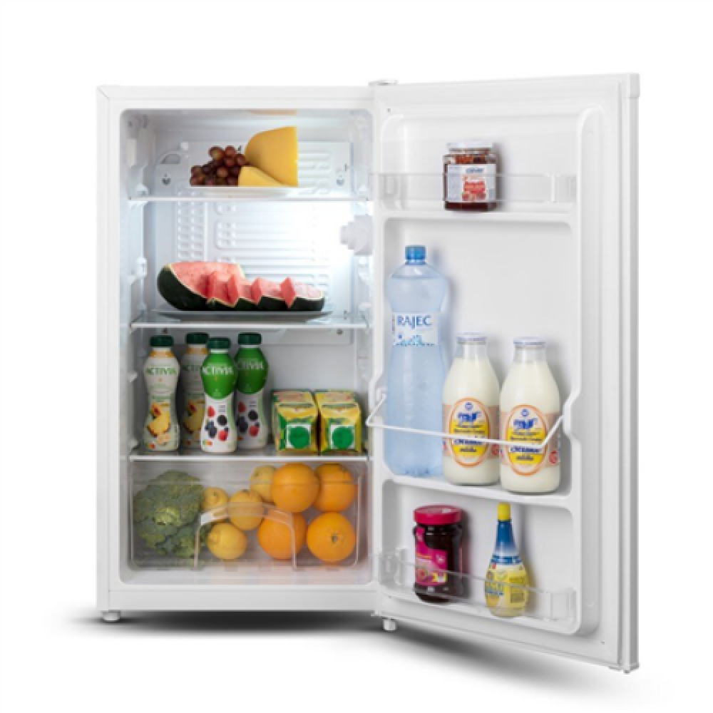 Goddess , GODRME085GW8SSF , Refrigerator , Energy efficiency class F , Free standing , Larder , Height 85 cm , Fridge net capacity 88 L , Freezer net capacity L , 39 dB , White