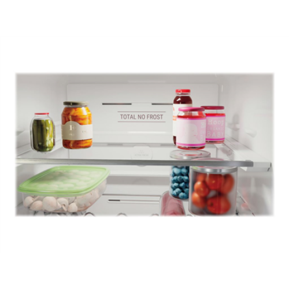 Hotpoint , Refrigerator , HAFC8 TO32SK , Energy efficiency class E , Free standing , Combi , Height 191.2 cm , No Frost system , Fridge net capacity 231 L , Freezer net capacity 104 L , Display , 40 dB , Silver Black