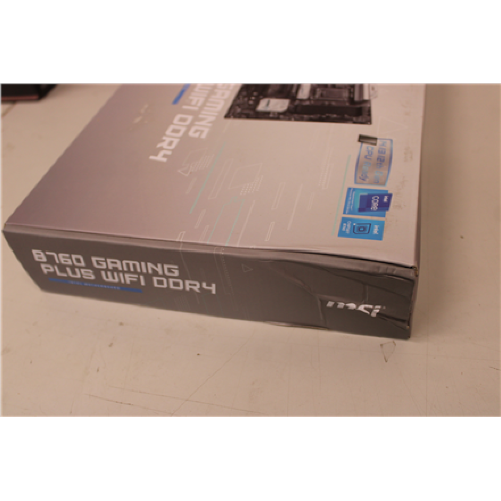 SALE OUT. MSI B760 GAMING PLUS WIFI DDR4 , MSI B760 GAMING PLUS WIFI DDR4 , Processor family Intel , Processor socket LGA1700 , DDR4 , Supported hard disk drive interfaces SATA, M.2 , Number of SATA connectors 4 , DAMAGED PACKAGING