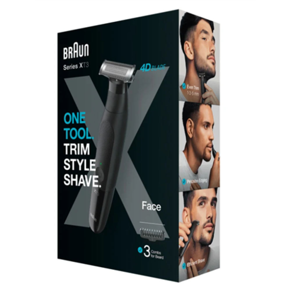 Braun Beard Trimmer , Series XT 3100 , Cordless , Number of length steps 3 , Black