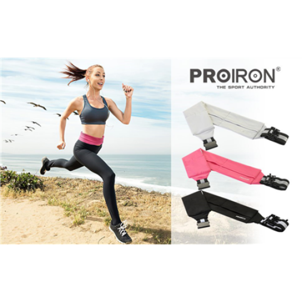 PROIRON Runners Waist Pack Running Belt, 46 x 9 cm; Waist size: 63 - 110 cm, Light Grey