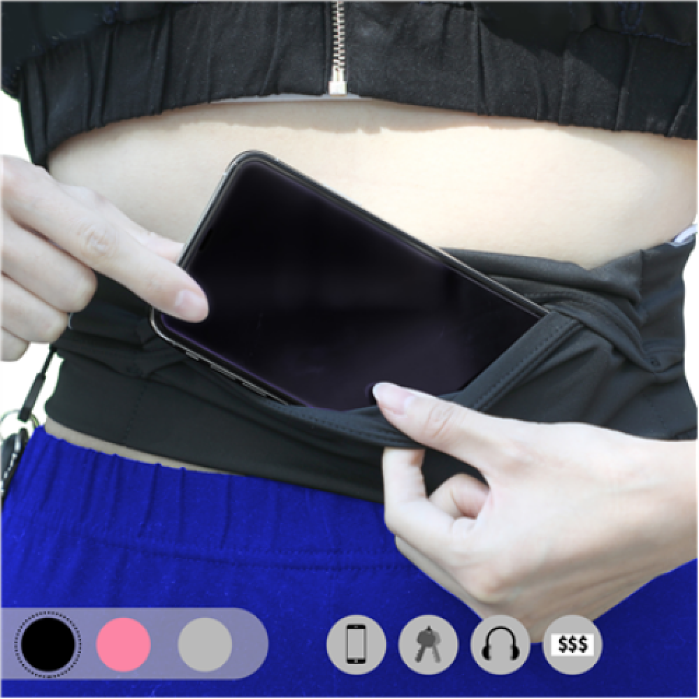PROIRON Runners Waist Pack Running Belt, 46 x 9 cm; Waist size: 63 - 110 cm, Light Grey