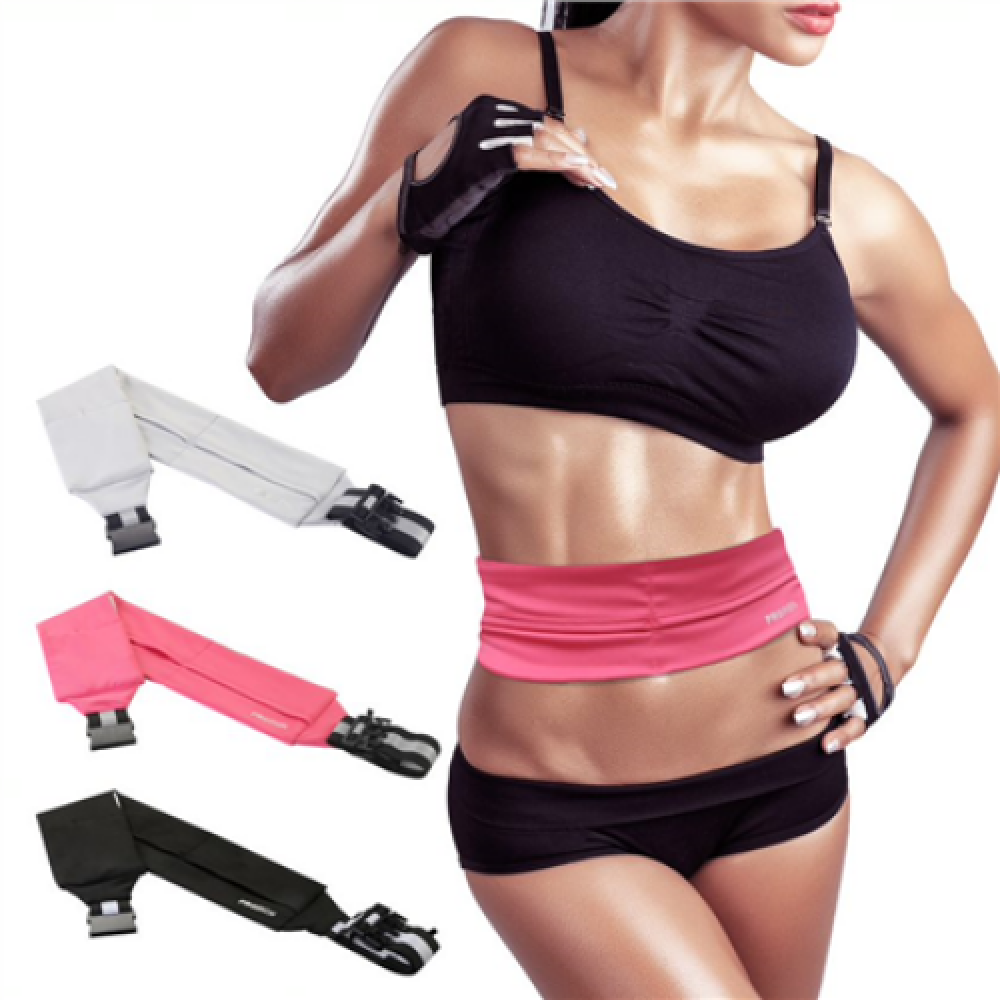 PROIRON Runners Waist Pack Running Belt, 46 x 9 cm; Waist size: 63 - 110 cm, Light Grey