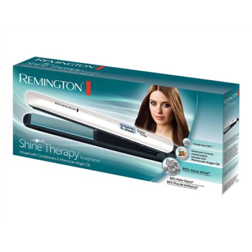 Remington , Hair Straightener , S8500 Shine Therapy , Ceramic heating system , Display Yes , Temperature (max) 230 °C , Number of heating levels 9 , Silver