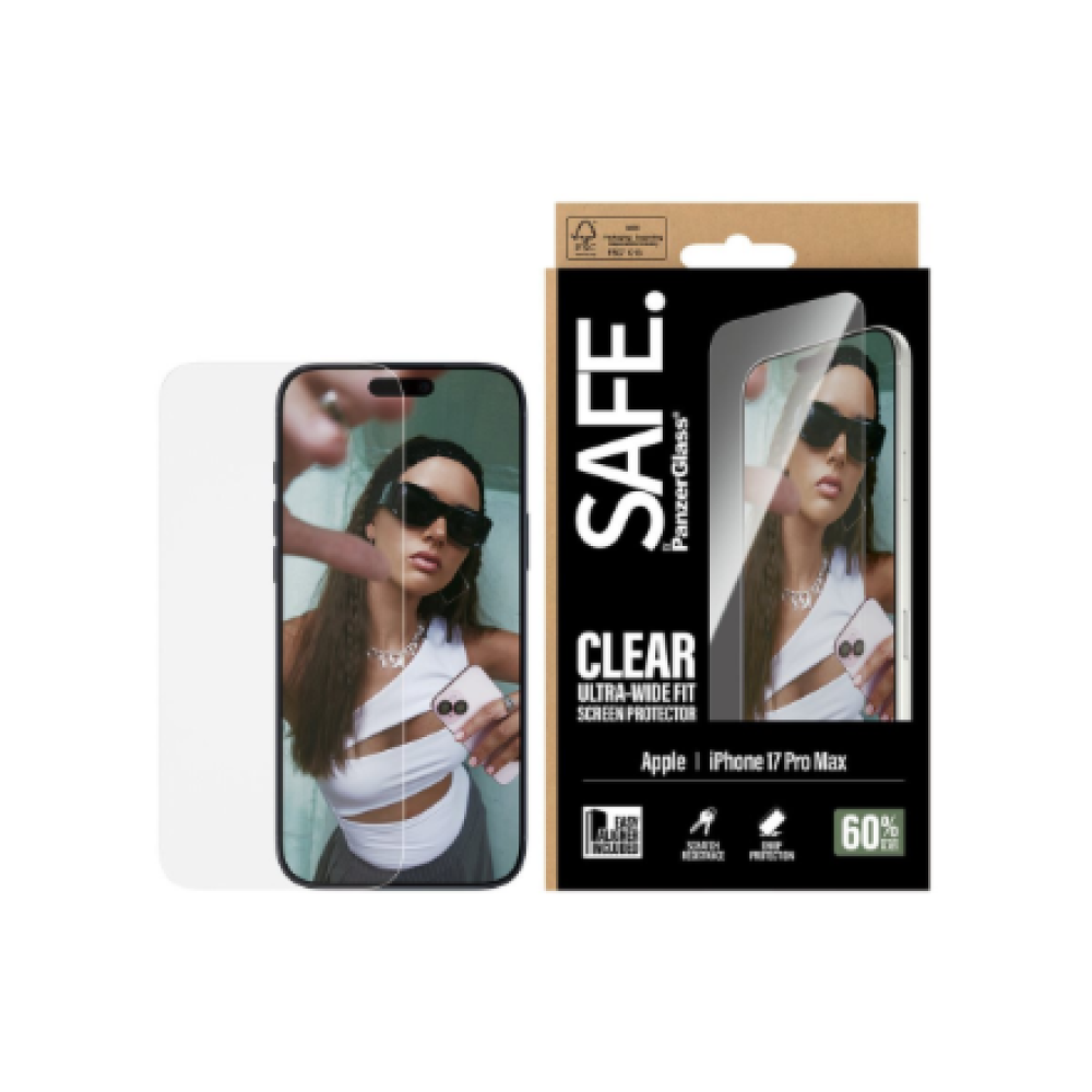 PanzerGlass Screen protector , Apple , iPhone 17 Pro Max , Transparent , Ultra-Wide Fit w. EasyAligner
