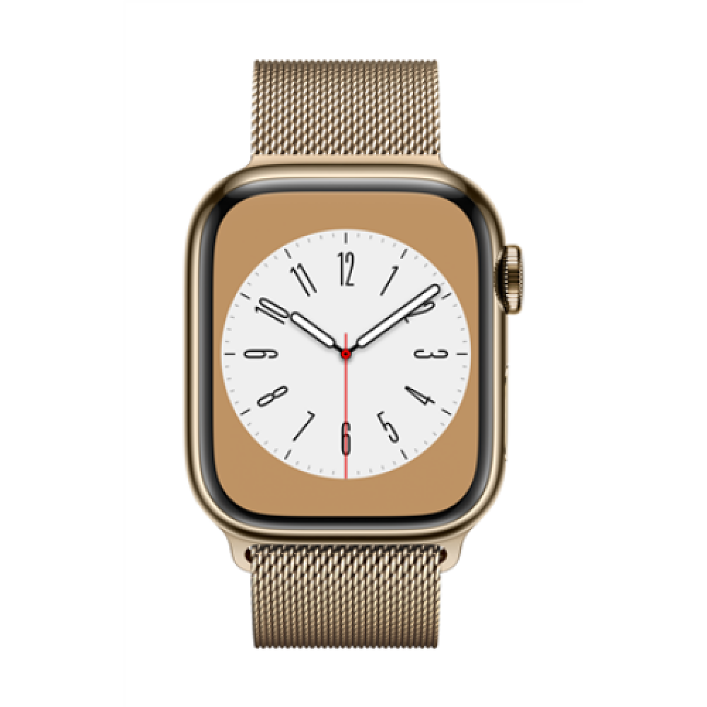 Apple Watch Series 8 GPS + Cellular MNJF3EL/A Smart watches GPS (satellite) Retina LTPO OLED Touchscreen 41mm Waterproof Bluetooth Water-resistant, Dust-resistant, Crack-resistant Wi-Fi Gold