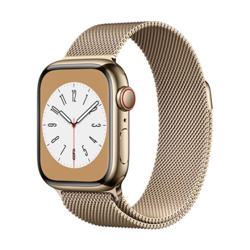 Apple Watch Series 8 GPS + Cellular MNJF3EL/A Smart watches GPS (satellite) Retina LTPO OLED Touchscreen 41mm Waterproof Bluetooth Water-resistant, Dust-resistant, Crack-resistant Wi-Fi Gold
