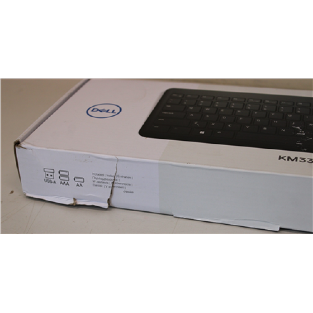 SALE OUT. Dell , Keyboard and Mouse , KM3322W , Keyboard and Mouse Set , Wireless , Batteries included , Wireless connection , US , Black , DAMAGED PACKAGING, REFURBISHED