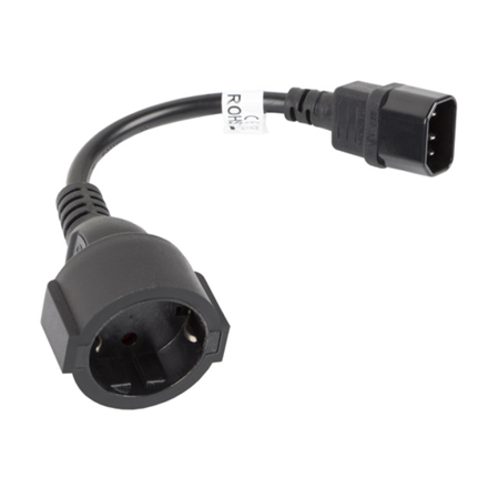 Lanberg , IEC 320 C14 to Schuko Adapter Cable for UPS , CA-C14E-10CC-0018-BK
