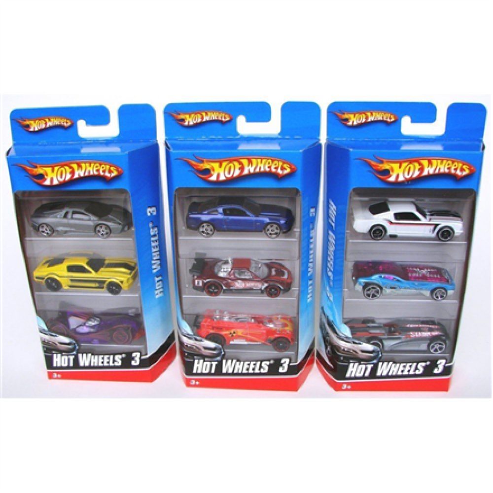 Hot Wheels , 3 Car Pack , You receive a single item (Random Selection in the warehouse) , 1:64-scale with authentic styling and eye-catching decos.