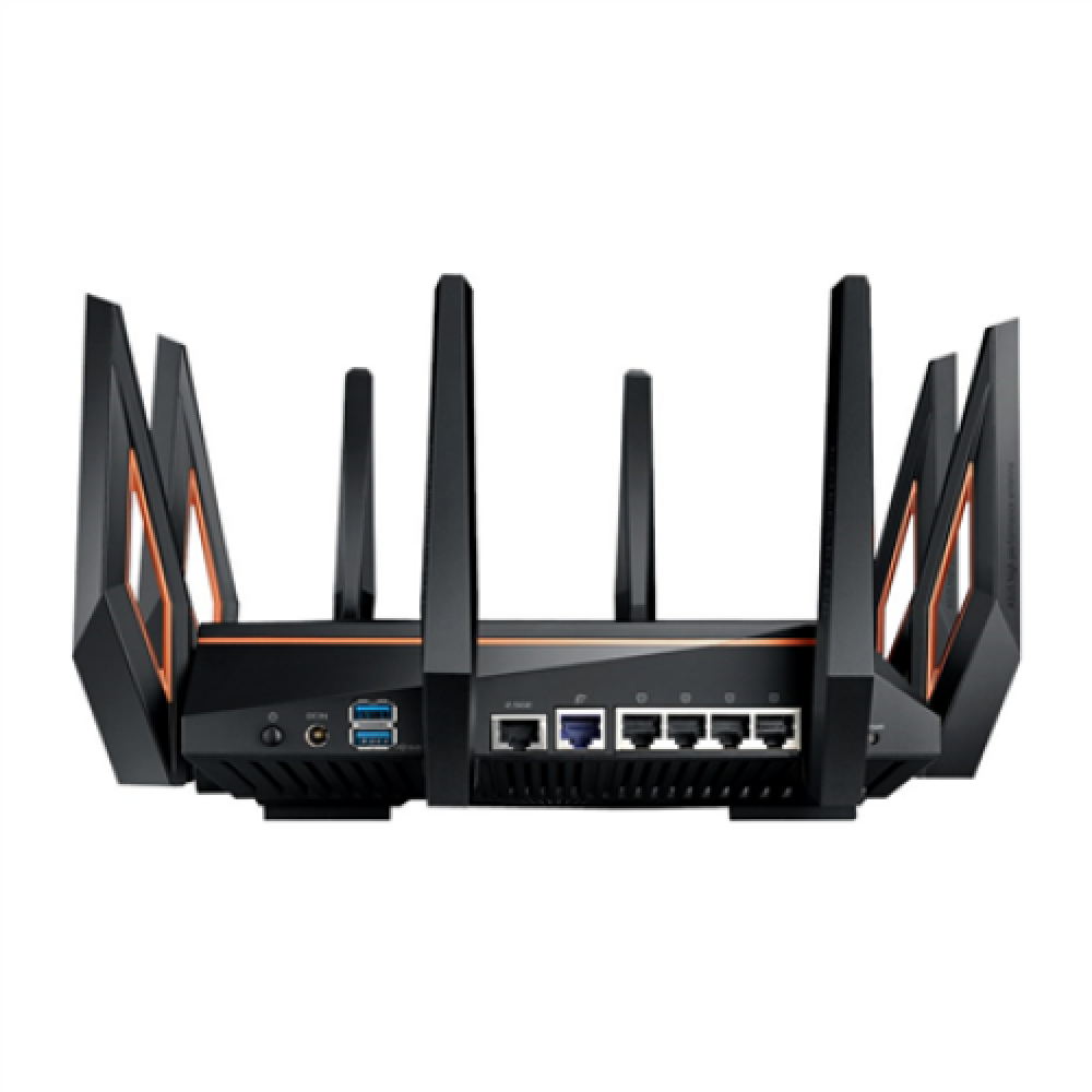 GT-AX11000 Tri-band WiFi Gaming Router , ROG Rapture , 802.11ax , 4804+1148 Mbit/s , 10/100/1000 Mbit/s , Ethernet LAN (RJ-45) ports 4 , Mesh Support Yes , MU-MiMO No , No mobile broadband , Antenna type 8xExternal , 2 x USB 3.1 Gen 1