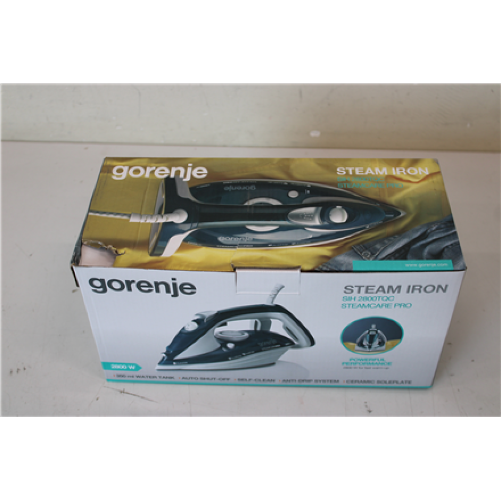 SALE OUT. Gorenje SIH2800TQC Steam Iron, Water tank 0,4 L, Continuous steam 35 g/min, Turquoise/White , Gorenje , Steam Iron , SIH2800TQC , Steam Iron , 2800 W , Water tank capacity 350 ml , Continuous steam 35 g/min , Steam boost performance 100 g/min , 
