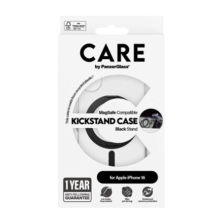 CARE Feature Case , Back cover , Apple , iPhone 16 , Recycled plastic , Transparent , MagSafe