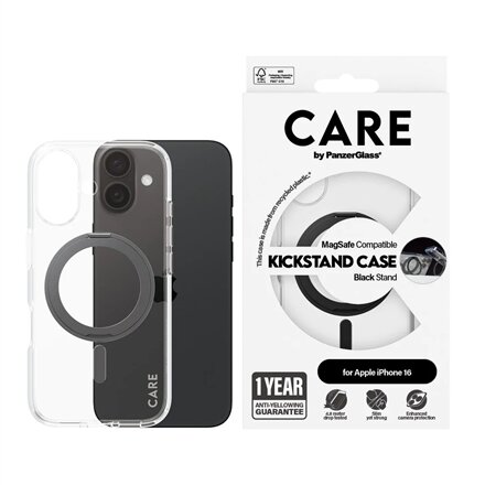 CARE Feature Case , Back cover , Apple , iPhone 16 , Recycled plastic , Transparent , MagSafe