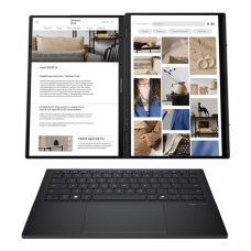 Asus , Zenbook Duo UX8406CA-QL287W , Inkwell Gray , 14 , OLED , Touchscreen , FHD , 1920 x 1200 pixels , Intel Core Ultra 7 , 255H , 16 GB , LPDDR5X , Solid-state drive capacity 1000 GB , Intel Arc Graphics , Windows 11 Home , 802.11be , Bluetooth version