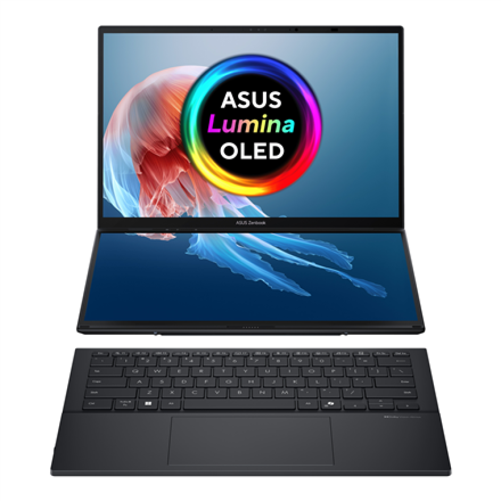 Asus , Zenbook Duo UX8406CA-QL287W , Inkwell Gray , 14 , OLED , Touchscreen , FHD , 1920 x 1200 pixels , Intel Core Ultra 7 , 255H , 16 GB , LPDDR5X , Solid-state drive capacity 1000 GB , Intel Arc Graphics , Windows 11 Home , 802.11be , Bluetooth version