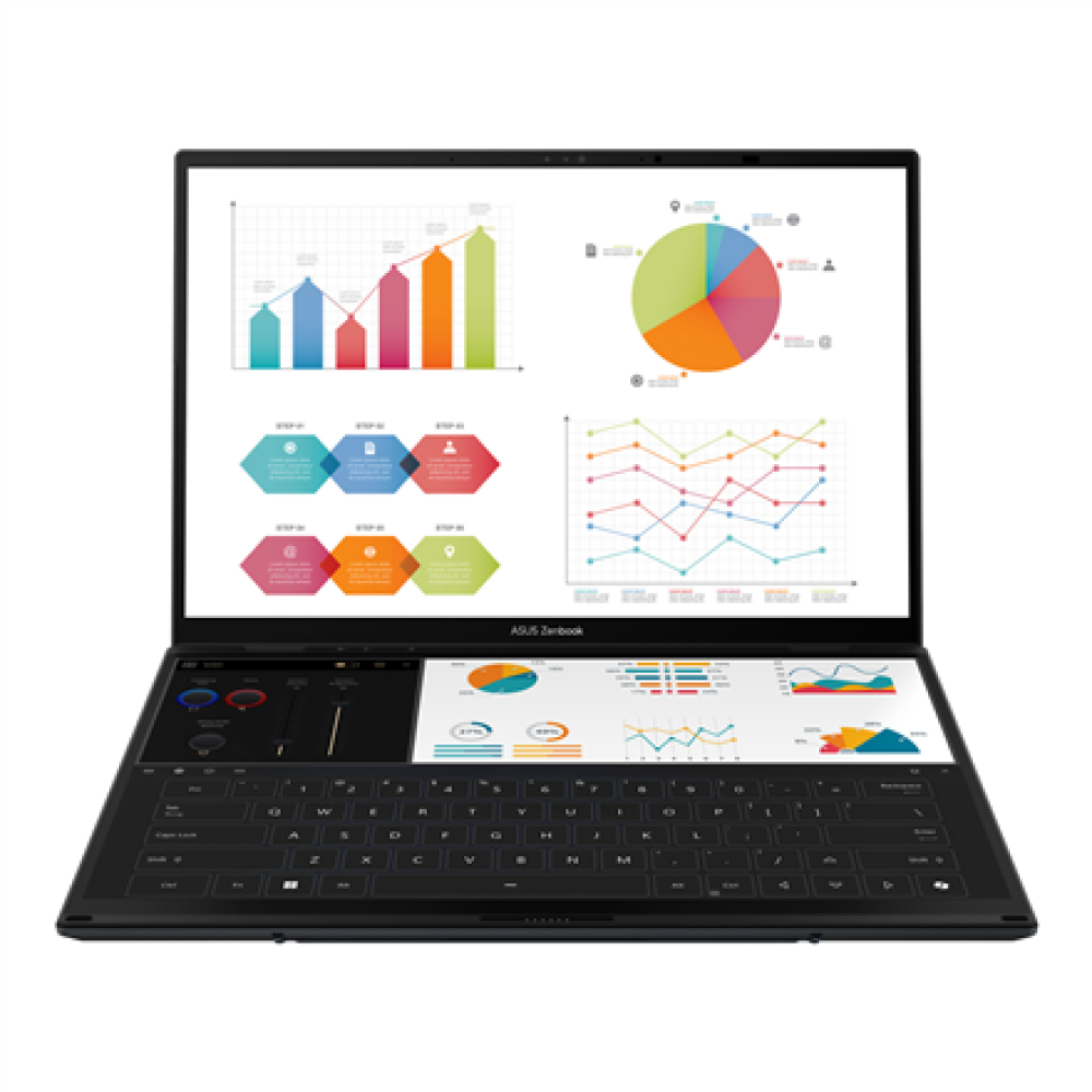 Asus , Zenbook Duo UX8406CA-QL287W , Inkwell Gray , 14 , OLED , Touchscreen , FHD , 1920 x 1200 pixels , Intel Core Ultra 7 , 255H , 16 GB , LPDDR5X , Solid-state drive capacity 1000 GB , Intel Arc Graphics , Windows 11 Home , 802.11be , Bluetooth version