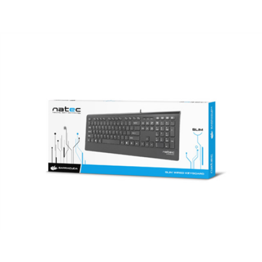 Natec Keyboard, Barracuda, US Layout, Slim , Natec , Keyboard , Barracuda , Standard , Wired , US , Black , 529 g
