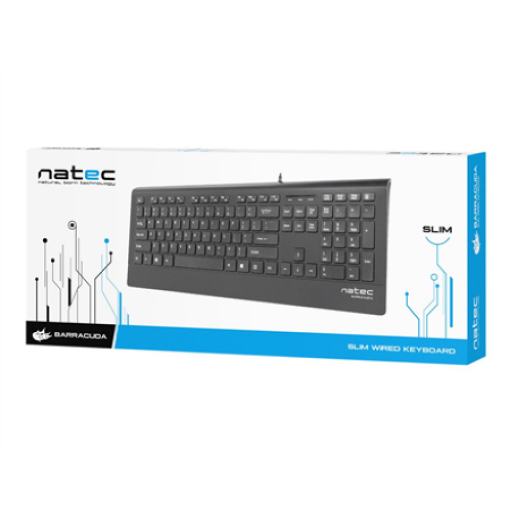 Natec Keyboard, Barracuda, US Layout, Slim , Natec , Keyboard , Barracuda , Standard , Wired , US , Black , 529 g
