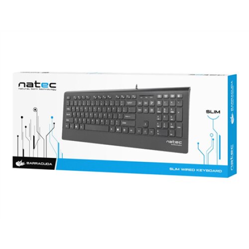 Natec Keyboard, Barracuda, US Layout, Slim , Natec , Keyboard , Barracuda , Standard , Wired , US , Black
