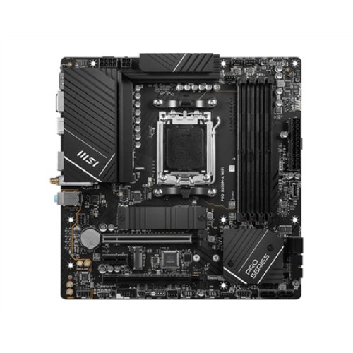 MSI , PRO B650M-A WIFI , Processor family AMD , Processor socket AM5 , DDR5 DIMM , Memory slots 4 , Supported hard disk drive interfaces SATA, M.2 , Number of SATA connectors 4 , Chipset AMD B650 , mATX