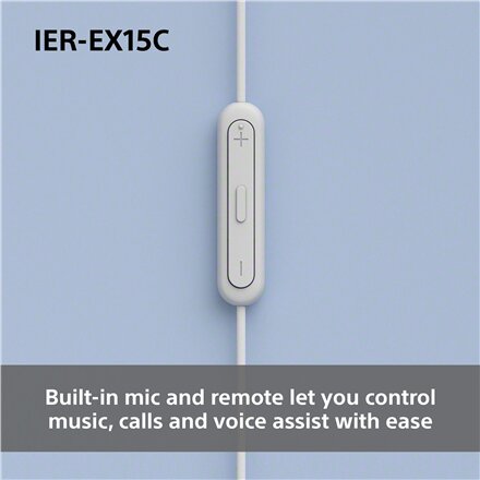 Sony Earbuds , IER‑EX15C , Wired , In-ear , Microphone , White