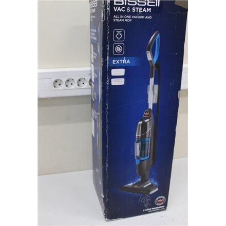 SALE OUT. Bissell Vac&Steam Steam Cleaner , Bissell , Vacuum and steam cleaner , Vac & Steam , Power 1600 W , Steam pressure Not Applicable. Works with Flash Heater Technology bar , Water tank capacity 0.4 L , Blue/Titanium , DAMAGED PACKAGING,USE