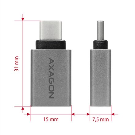 AXAGON Adapter into the USB-C port with USB Type A female output , RUCM-AFA